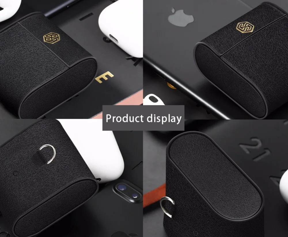 Кожаный чехол сумка для беспроводных наушников QI с Bluetooth защитный AirPods приемник