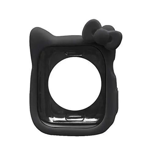 Силиконовый чехол из ТПУ с котом для Apple Watch Series 4, 3, 2, 1, кожаная симпатичная повязка для iWatch 38, 42, 40, 44 мм, для девочек - Цвет: black