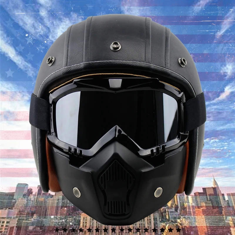 Мотоциклетный шлем rcycle реактивный винтажный Ретро с открытым лицом 3 шлема ретро