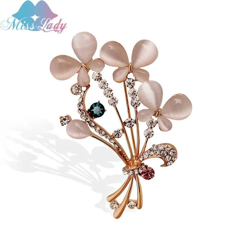 Miss Lady Новинка 2017 розовое золото цвет Циркон Кристалл Опал фотобулавки модные