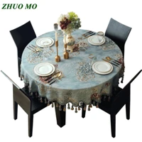 european luxury tablecloth with tassel wedding birthday party coffee jacquard round desk cloth home decor dinning table covers