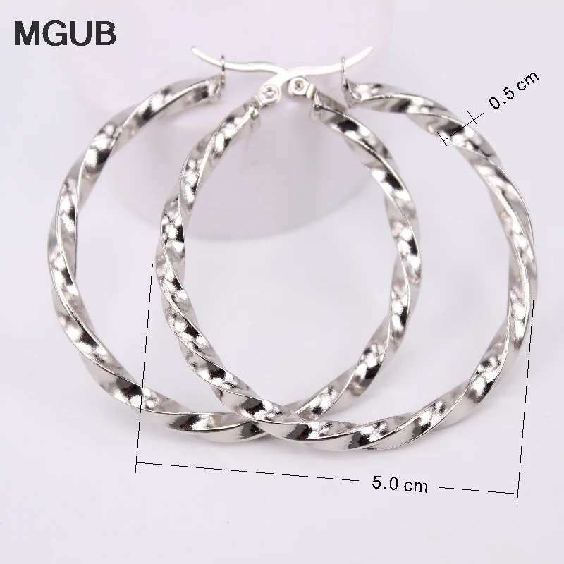 Не выцветает классические серьги кольца из нержавеющей стали серебряного цвета