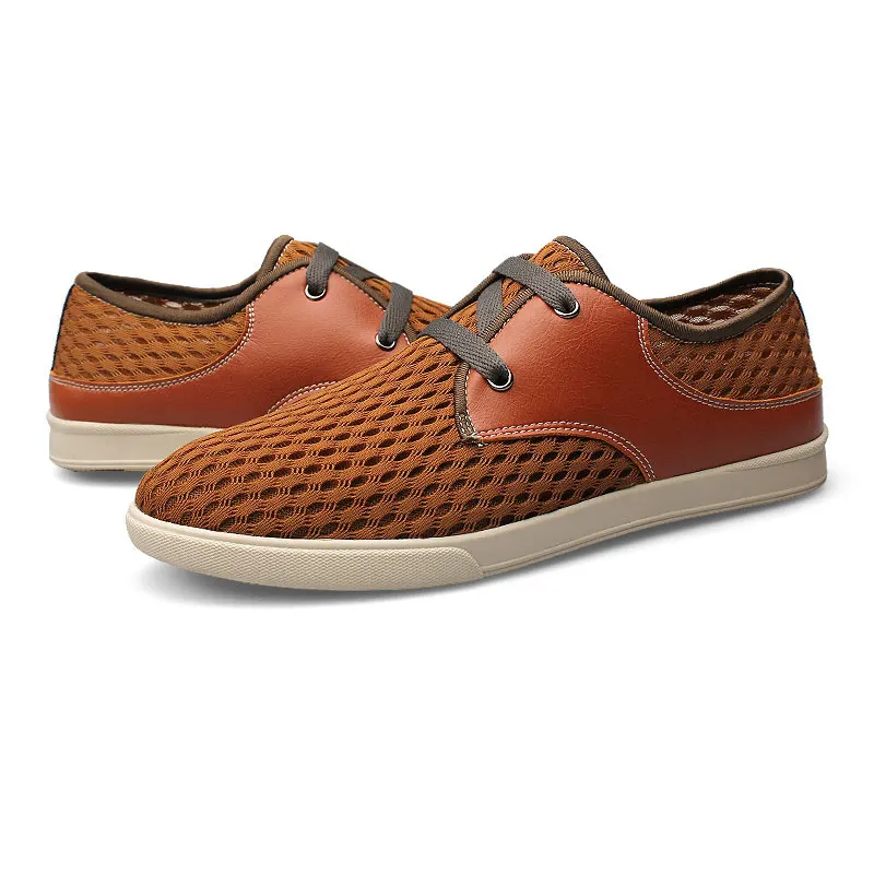 QASDUO Men outdoor mesh shoes casual lace up comfortable Breathable summer walking Large Size light weight Sneakers | Обувь