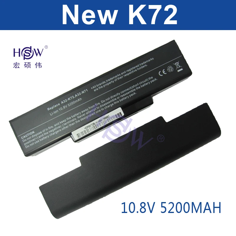 HSW Аккумулятор для ноутбука ASUS A32-K72 K72 K72F K72JR N71JQ N71VG N71VN K72J N71 K72Q N73 K73 X77 A72D A32-N71