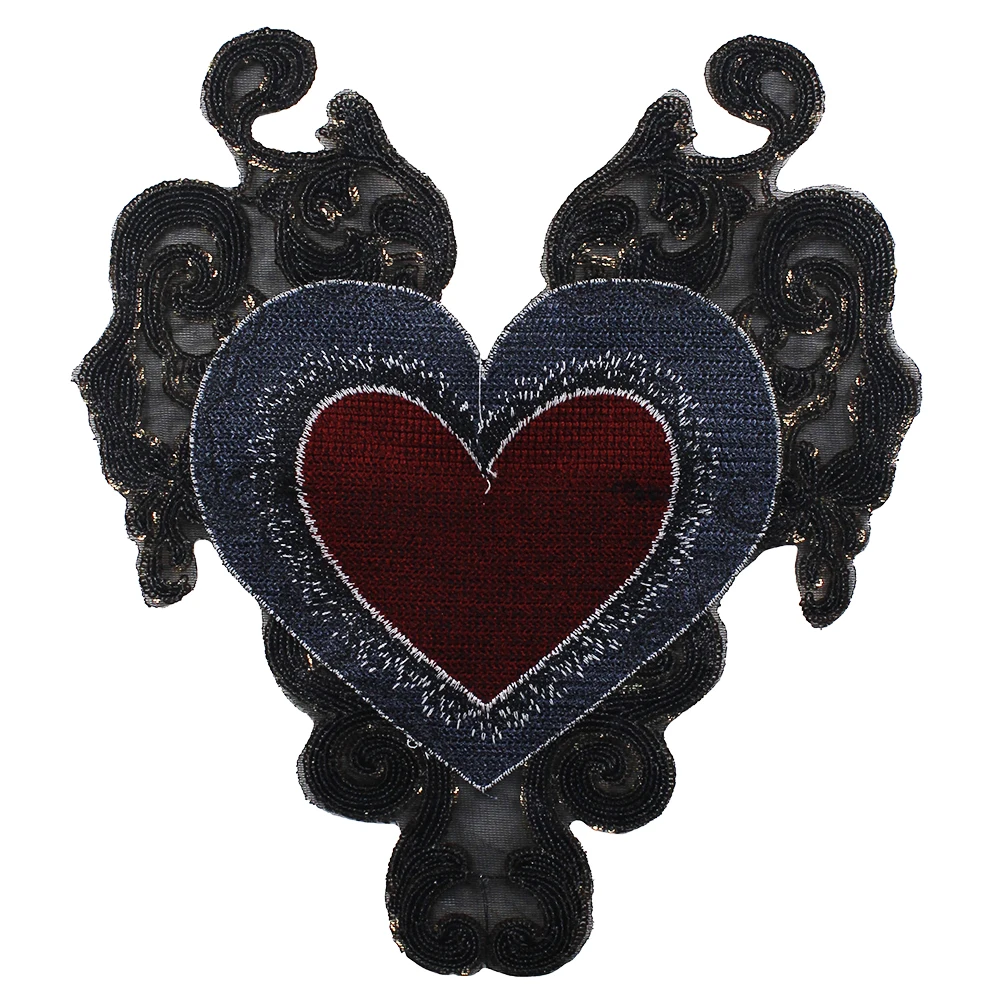 2 шт. золотистые блестки с вышивкой в виде сердца