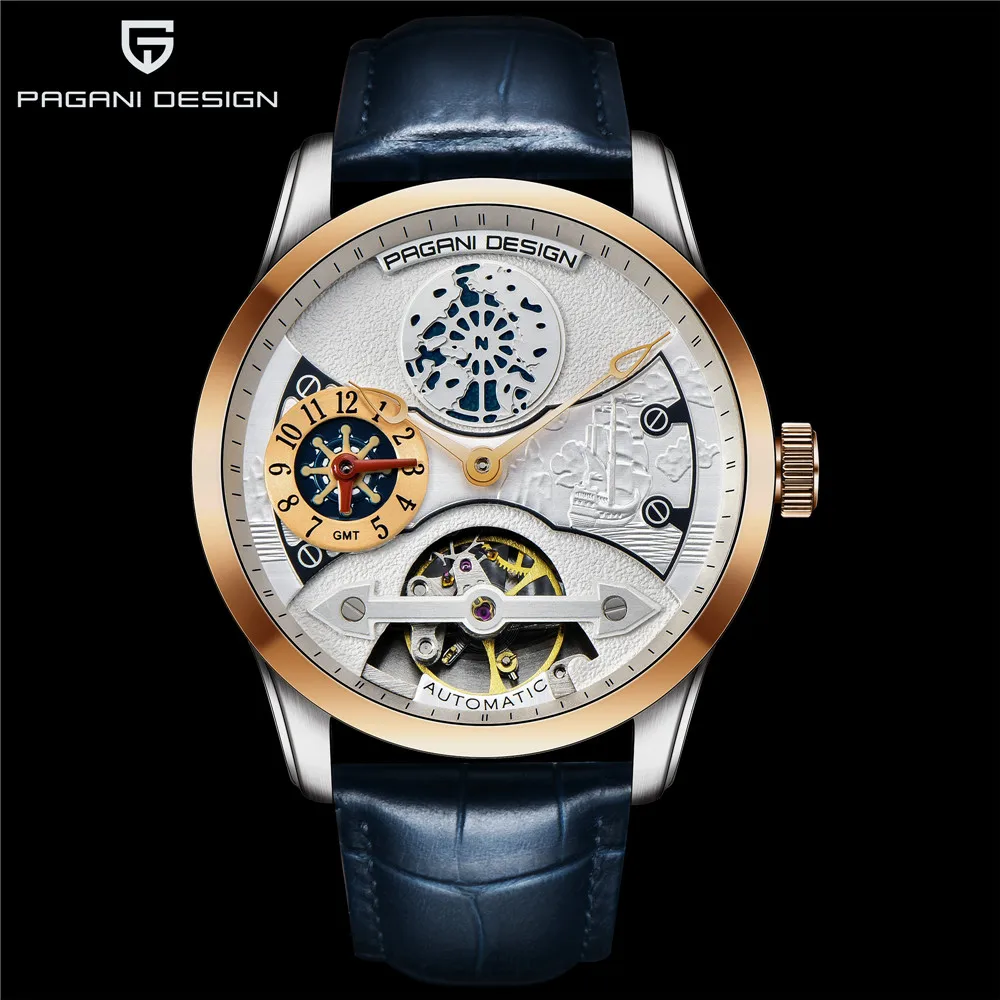 Часы PAGANI дизайнерские Роскошные Tourbillon механические водонепроницаемые 30 м из