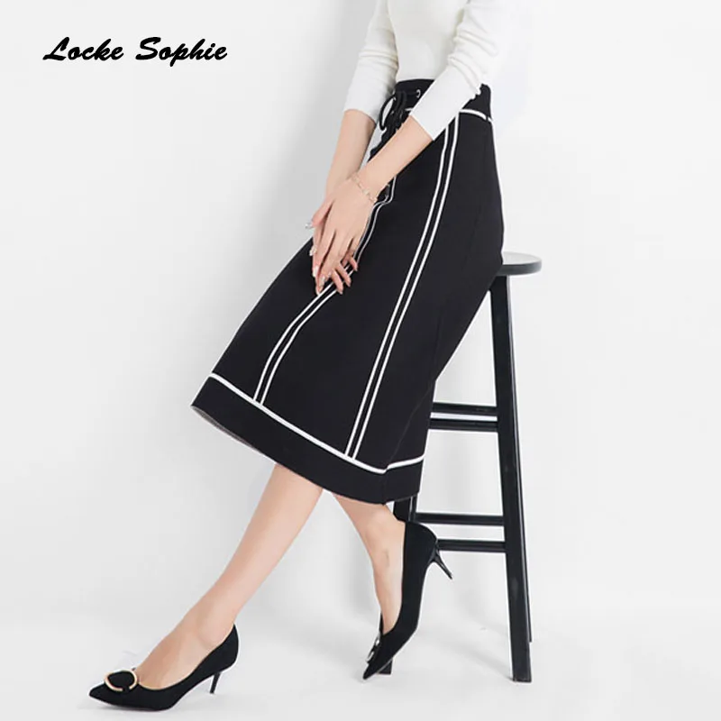 Высокая талия женские Карандаш вязаные юбки 2019 Осень трикотажные хлопковые