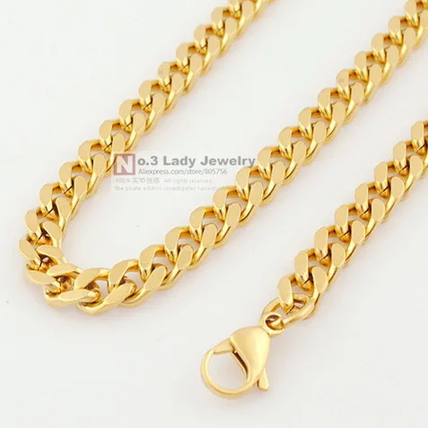 Гокадима 55 см 6 мм Мужская цепочка золотого цвета GP из нержавеющей стали для