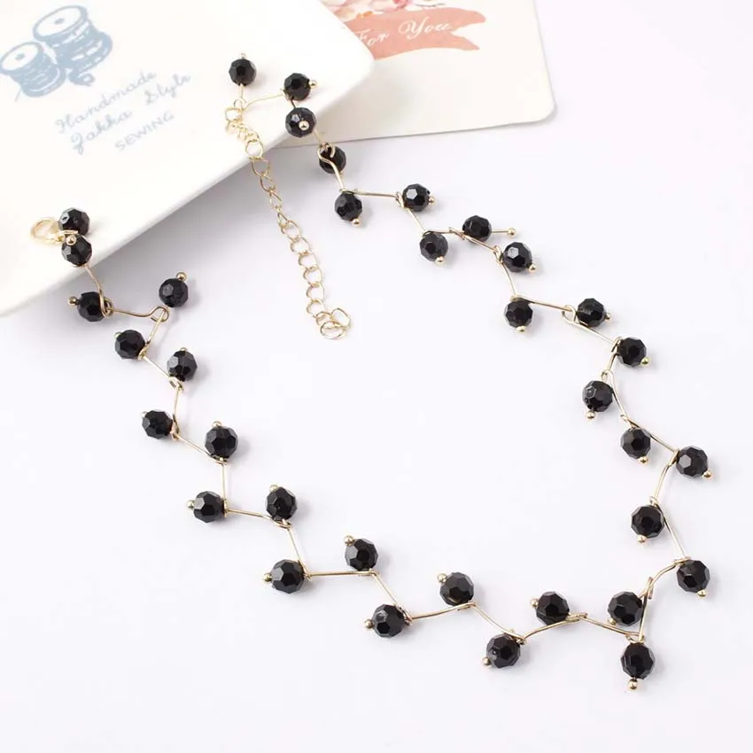 Новинка 2018 модная женская черная цепочка чокер с бусинами колье Подарочная