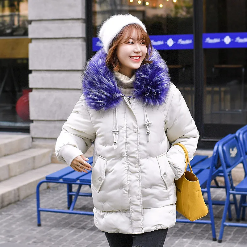 

Plus Size 3XL Thick Hooded Parkas Down Cotton Winter Jacket Women Student Parka Mujer Fur Collar Warm Coat Women Outerwear C5599