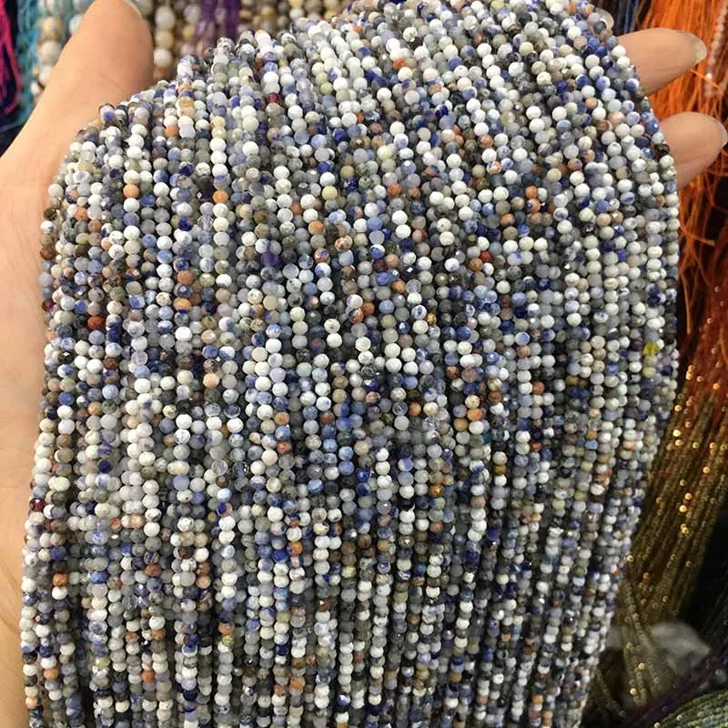 Sodalite Маленькие бусины из натурального камня, бусины из натурального граната, апатит 2 мм, разделенные бусины для изготовления ювелирных изделий, ожерелье, браслет своими руками - Цвет: Sodalite