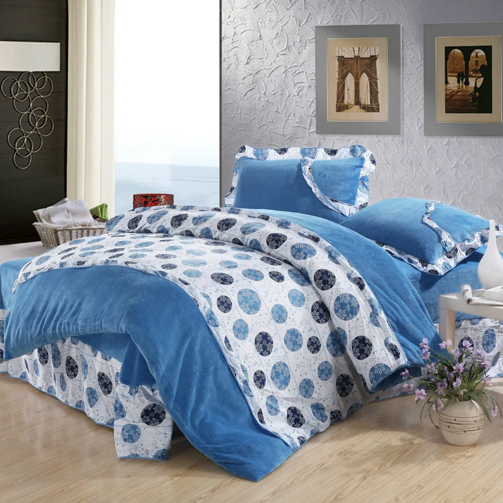 Coral Quilt Cover Romantic Bedspreads Active Printing Twill Cotton Brushed Korean Cute Style Purple Bedding Set | Дом и сад