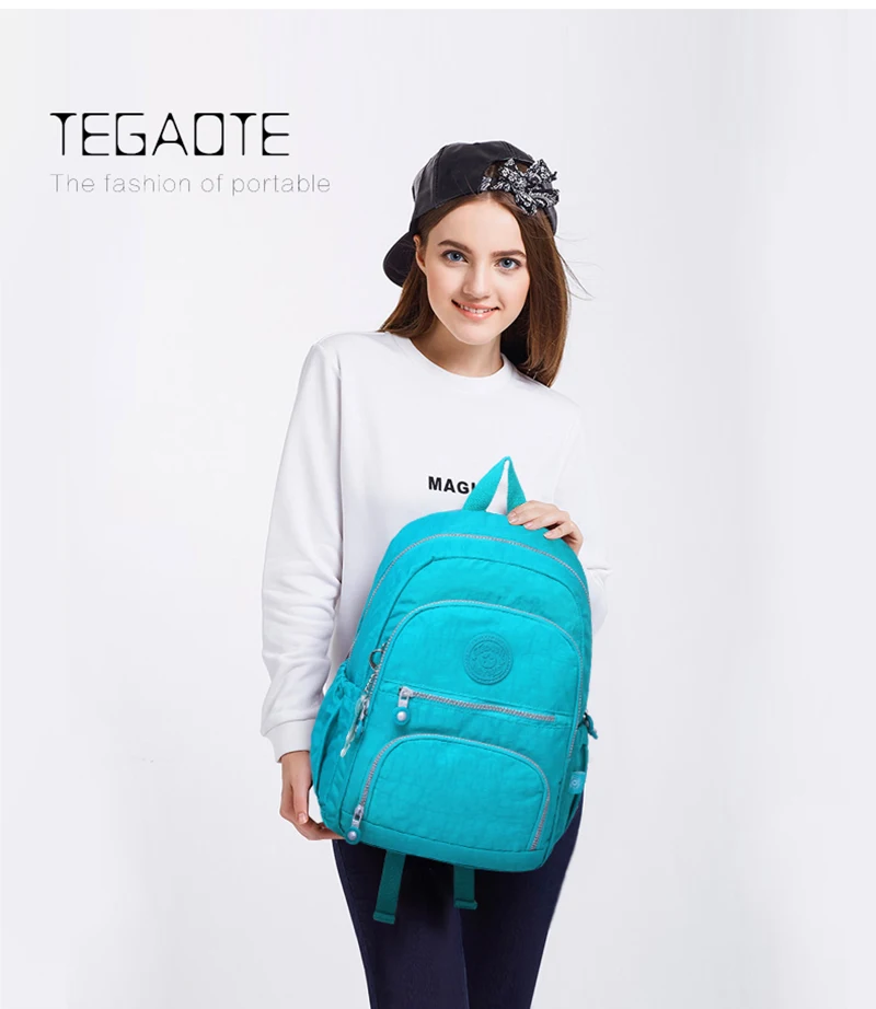 TEGAOTE, классический мини школьный рюкзак для девочек-подростков, повседневные Рюкзаки для женщин, фирменный нейлоновый рюкзак через плечо для ноутбука
