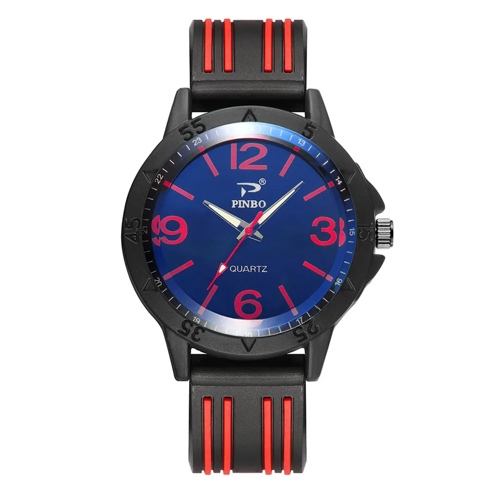 PINBO модные брендовые мужские часы с мягким силиконовым резиновым ремешком