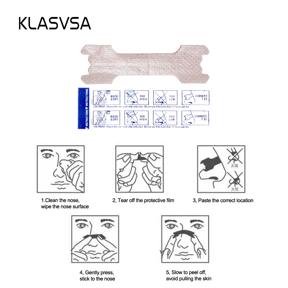 Полоски для носа KLASVSA 100 шт./упак. (маленькие и средние) лучше дышащие с защитой от