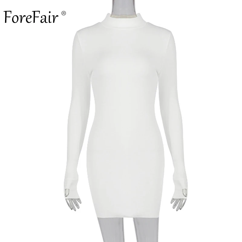 Женское трикотажное платье с длинным рукавом Forefair зимнее Короткое мини высоким