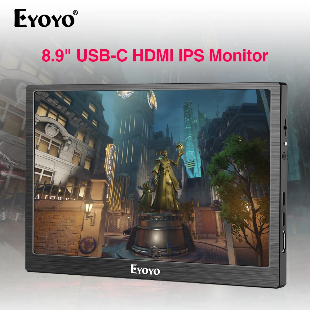 Eyoyo 8,9 дюймов портативный USB-C мини-монитор 1920x1200 ips дисплей USB-C и HDMI видео вход совместимый MAC ноутбук дисплей