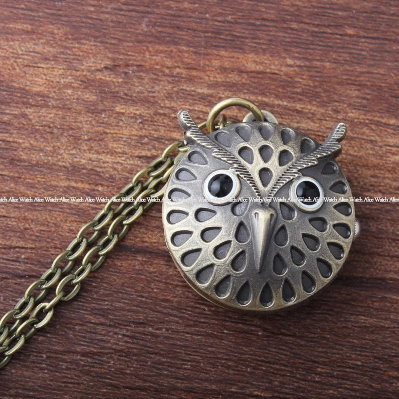 Модные новые бронзовые кварцевые карманные часы с изображением совы подвеска