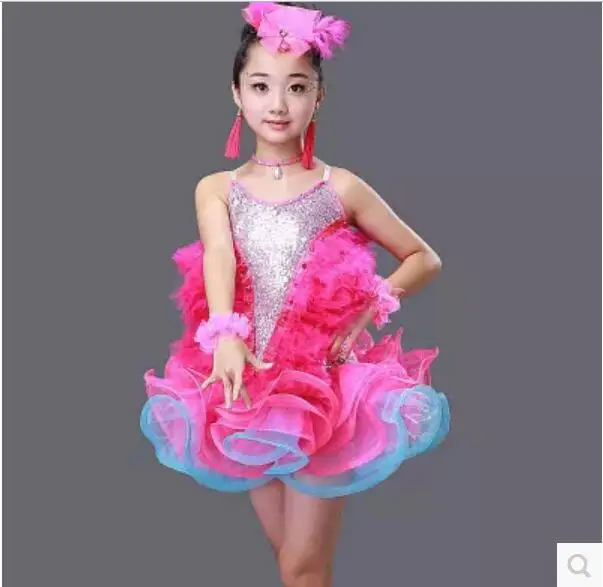 

Girls Tassels Latin Dancing Dress Kids Samba Dancewear Costumes Outfits Children Professional Ballroom Salsa Latin Fringe Dress