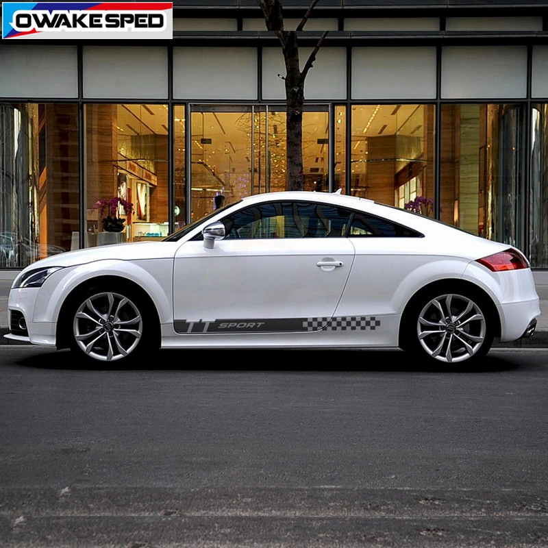 Гоночные спортивные полосы Автомобильная дверь боковая юбка наклейка для Audi TT TTRS