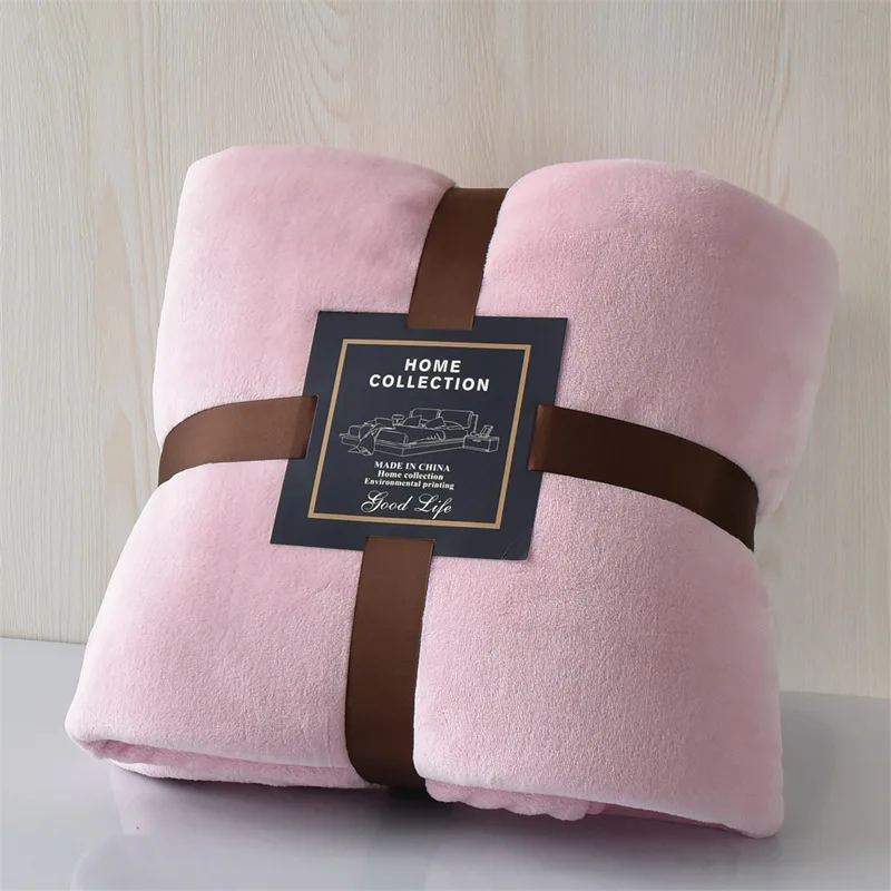 pink Высококачественное однотонное Коралловое Флисовое одеяло, мягкое одеяло на диван-кровать для дома, теплое портативное пуховое одеяло для путешествий, офисное одеяло - Цвет: pink