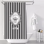 Занавески для душа, занавески для ванной + Крючки 1,21,51,82x1,8 м 1,5x2 м 1,8x2 м 2x2 м 2,4x2 м полосатая белая корона
