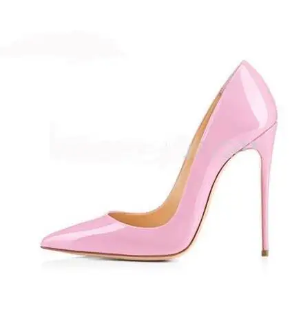 

Brand Black Patent Leather High Heel Shoes Pointed Toe 12 10 8cm Stiletto Heel Dress Shoes Female Heels Shoes Women Size 45