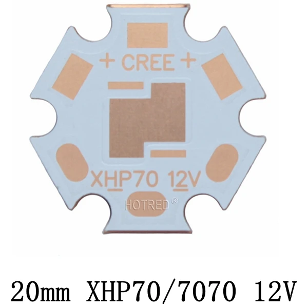 10 шт. 20 мм Cooper PCB Cree XPG XPG2 XPE XPE2 XML XML2 XHP50 XHP70 MKR 4 шт. 3535 светодиодный XPE XTE 6 в/12 В светодиодный радиатор 16 мм медная печатная плата - Испускаемый цвет: 20mm XHP70 7070 12V