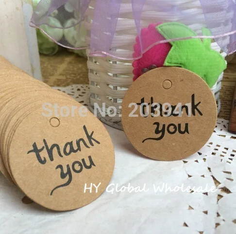 100 шт./лот 4 см/бирка Thank you/винтажная бирка из крафт бумаги/бирки бумаги для