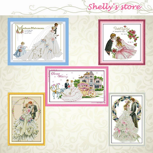 Wedding series lovers Happy Sweet painting counted or Stamped DMC 11CT 14CT Chinese Cross Stitch kits embroidery needlework Set |