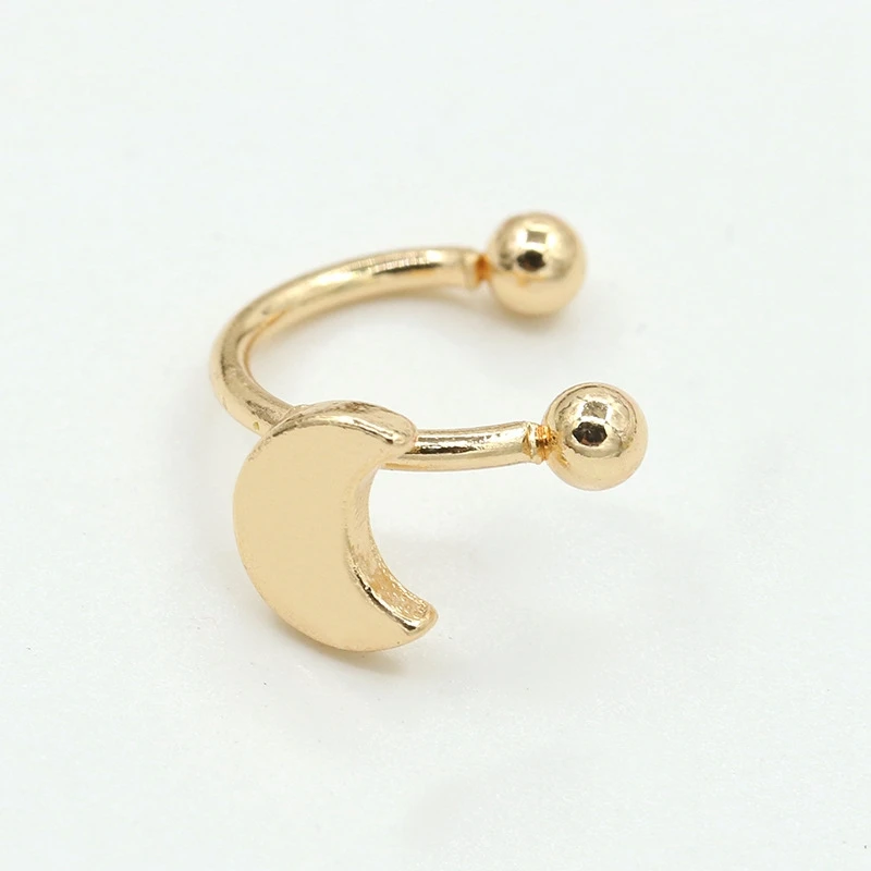 QCOOLJLY 1PC Fashion Gold Silver Color Moon Clover Star Heart No Pierced Earclips Small Earrings for Women Brincos Bijoux | Украшения и