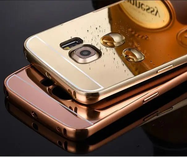 Для Samsung Galaxy S4 S6 S7 S8 S9 Plus A50 чехол Алюминиевый металлический каркас зеркальный