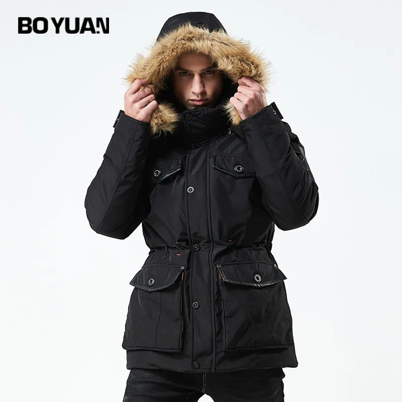 BOYUAN куртка Человек зима теплая Camperas Hombre Invierno 2018 парка Для мужчин пальто зимняя