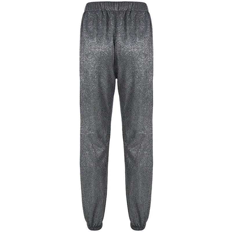 Темно-серый блеск Танец уличной Штаны открытые по бокам Разделение Women'S Sweat Штаны и джоггеры плюс Размеры Штаны с высокой посадкой