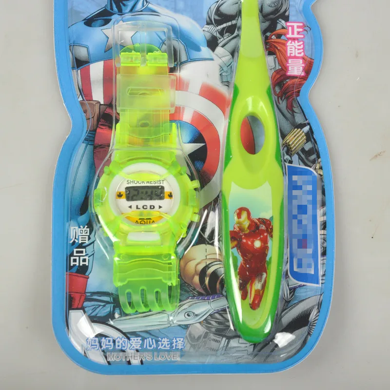 Captain America for all children's toothbrushes baby high quality soft-bristled nylon toothbrush send electronic watches | Мать и
