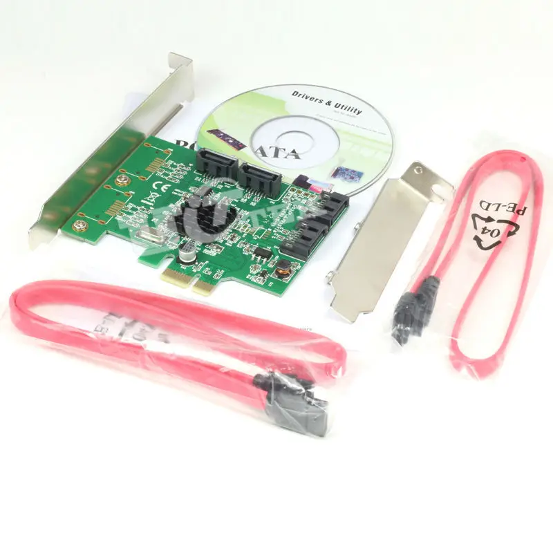 PCI Express к SATA 3 плата контроллера E 4 портам 0 III адаптер 6 Гбит/с w/низкопрофильный