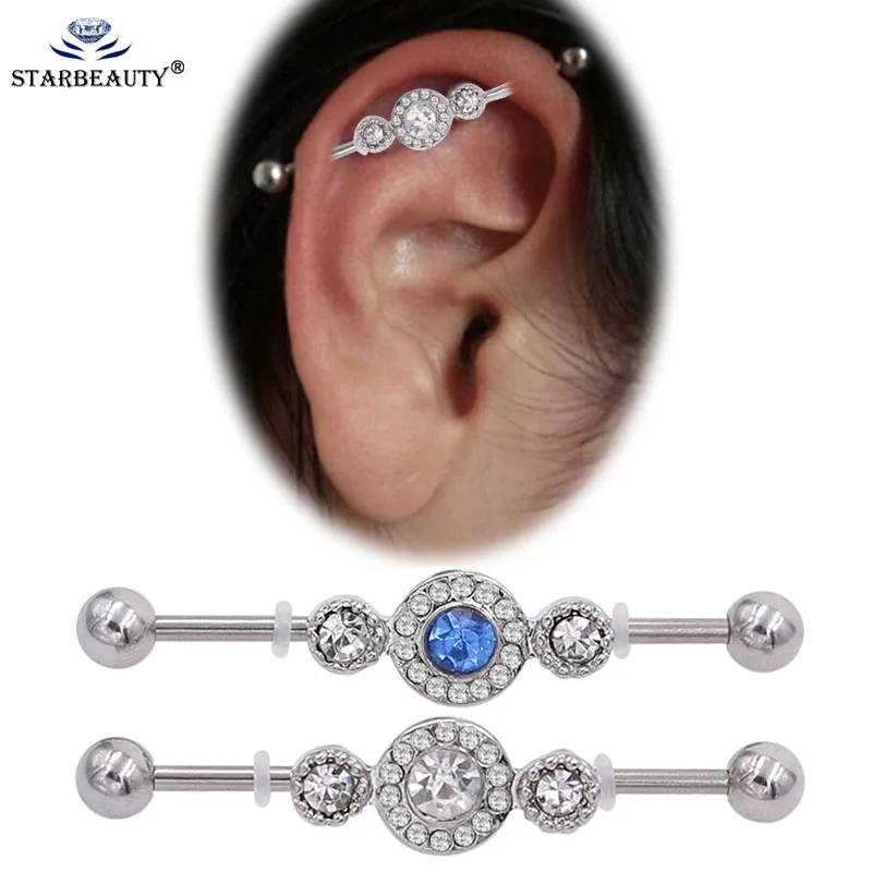 Серьги-штанги для пирсинга с цирконом, 1,6 х35 мм