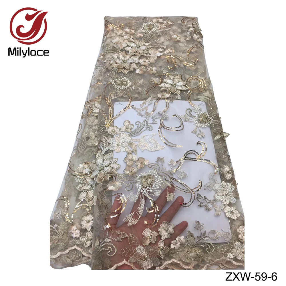 Фото Milylace new coming nigerian lace fabric with sequins design embroidery beads african for dress ZXW-59 Дом и сад Milylace new coming nigerian lace fabric with sequins design embroidery beads african for dress ZXW-59 Дом и сад