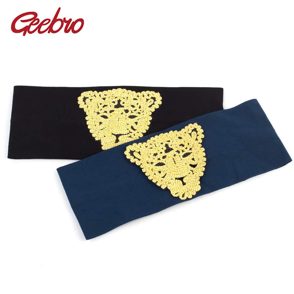 

Geebro Women's Plain Stretch Headband Fashion Cotton Leopard Elastic Flat Headbands For Girls Shine Sequins Hair Band DQ500