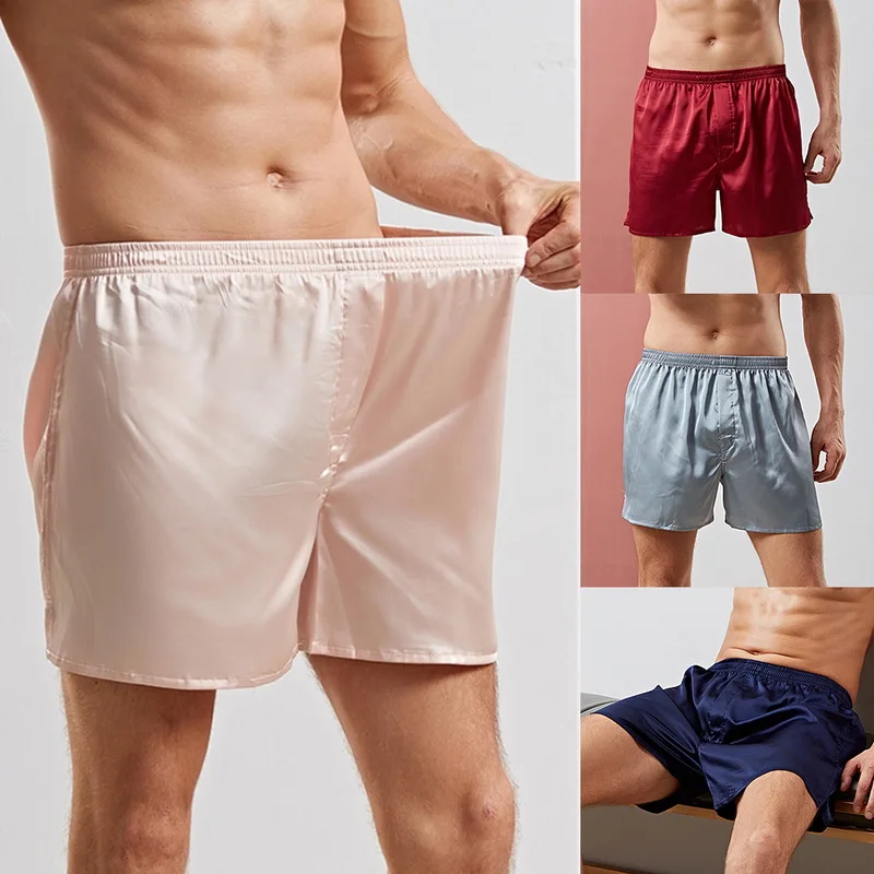 CALOFE Men's Underwear Summer Loose Pajamas Shorts Thin Breathable Silk Elastic Waist Bottoms Plus Size | Мужская одежда