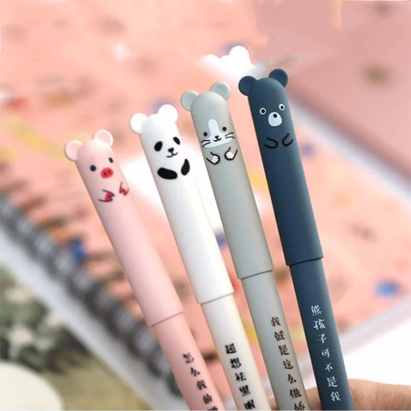 

2pcs 0.35mm Cute Cartoon Gel Pens Blue Ink Writing Pens Kawaii Stationery Kids Praise Gifts School Office Writing Supplies