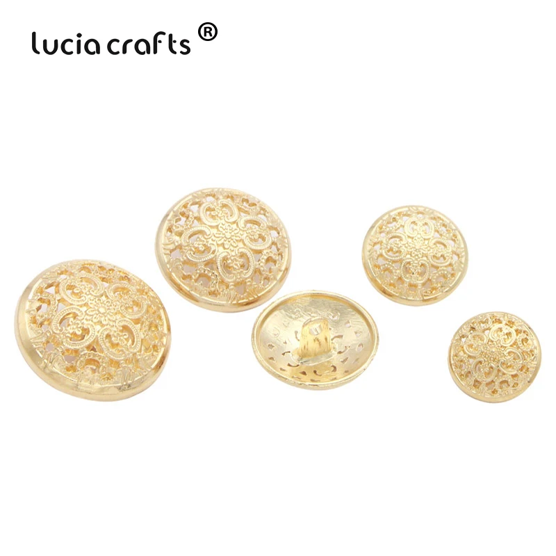 Lucia crafts 10 шт./лот, разные размеры, розовое золото, металлические пуговицы для шитья, ручная работа, аксессуары для скрапбукинга, E0506