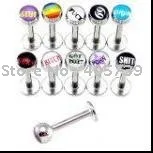 Бесплатная доставка прямой штанга для пирсинга губ с логотипом кольцо модные