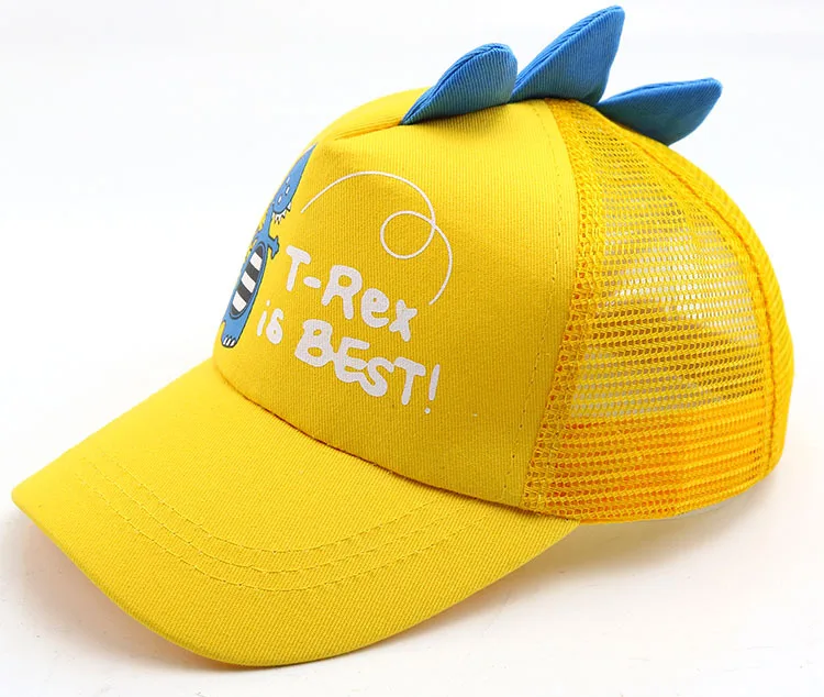 mesh yellow Шляпа для маленьких мальчиков и девочек, бейсбольные кепки с изображением динозавра из мультфильма, новая хлопковая детская шляпа на весну и лето, Корейская Милая Стильная шляпа от солнца - Цвет: mesh yellow