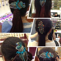 women girls crystal peacock hair clips retro bohemia beauty tools duckbill hair pin claw clamp