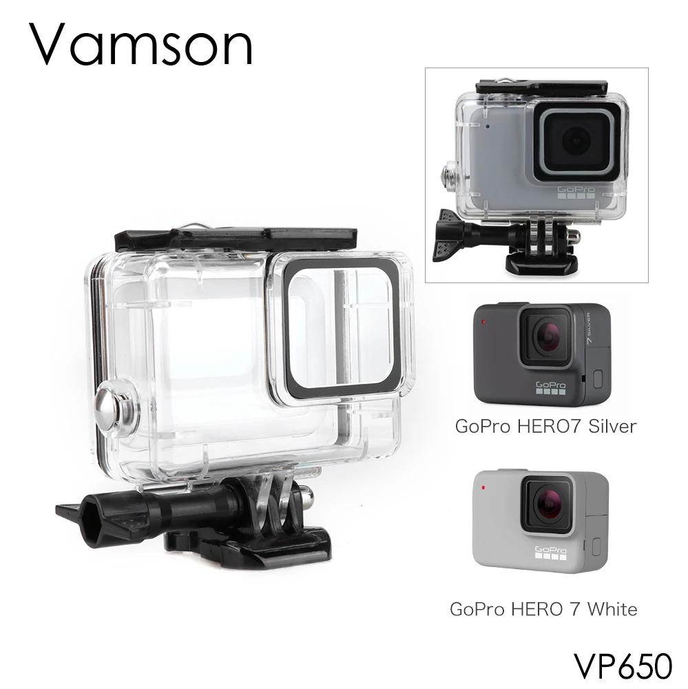 

Защитный чехол для GoPro Hero 7, серебристый/белый, с креплением на корпус, аксессуар для камеры VP650