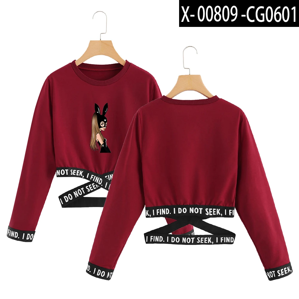 Ariana Grande kpop Укороченный свитшот с круглым вырезом, модные короткие толстовки, сексуальный хип-хоп принт, большие размеры, одежда Ariana Grande для женщин - Цвет: G