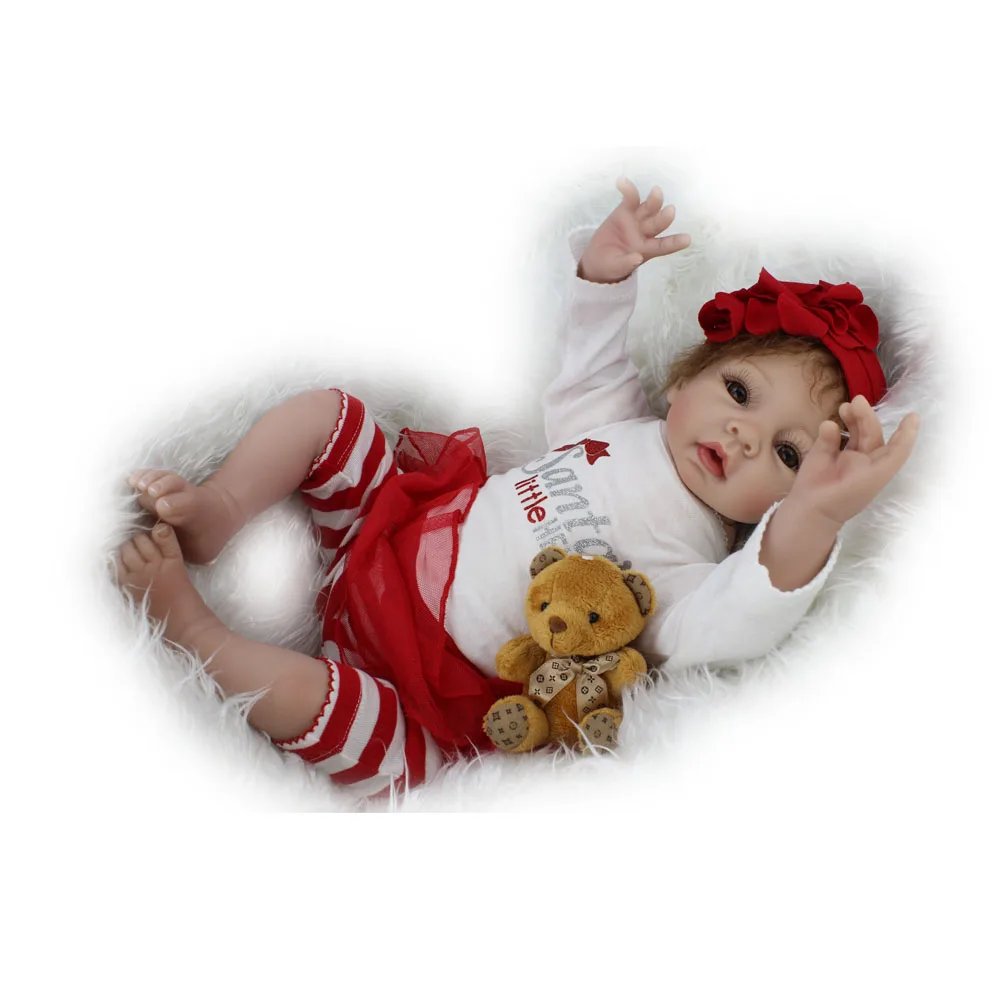 NPKDOLL 55 см Кукла Новорожденный ребенок мягкие игрушки силиконовые милые детские