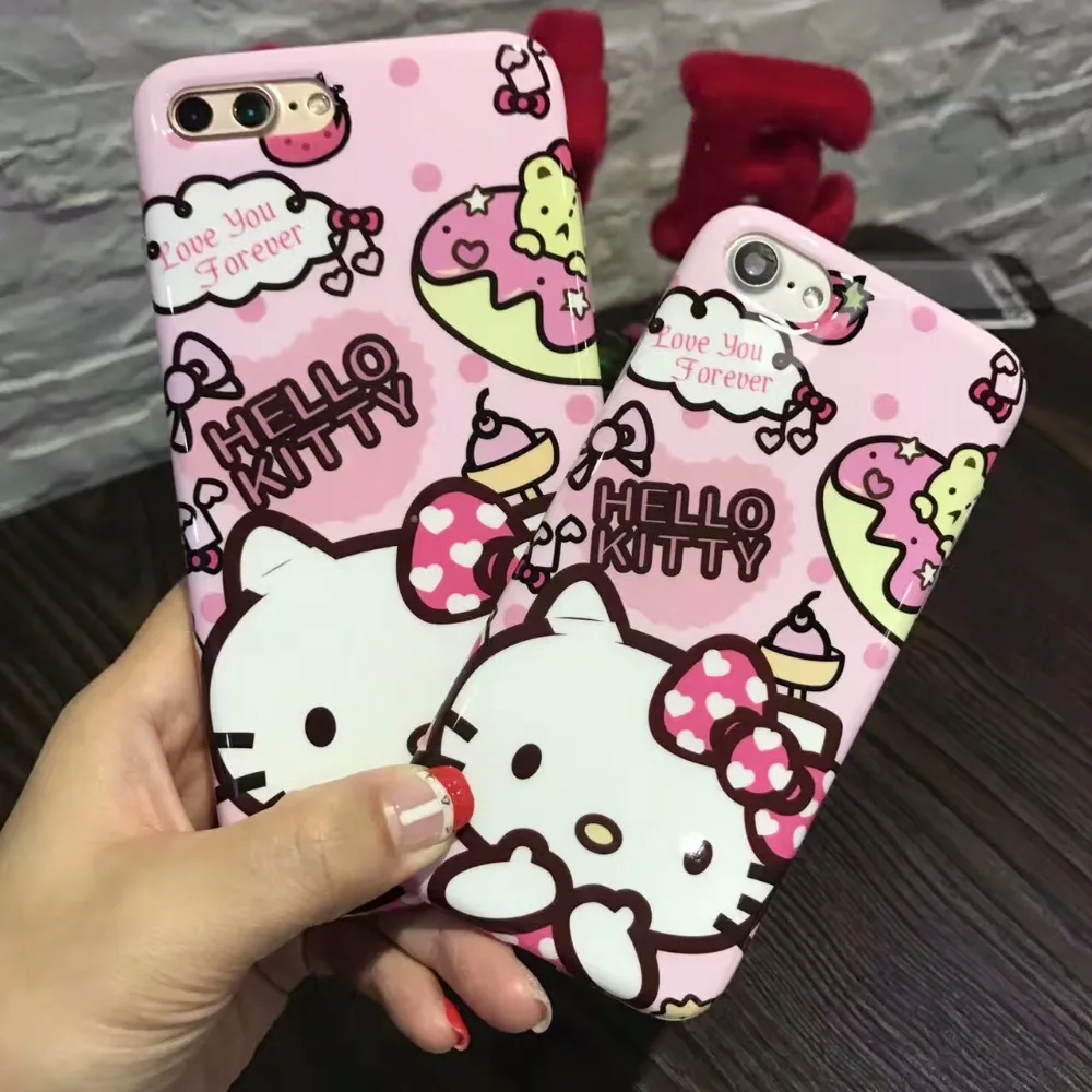 Мягкий чехол для телефона из ТПУ с героями мультфильмов Hello Kitty и 3d-пленка