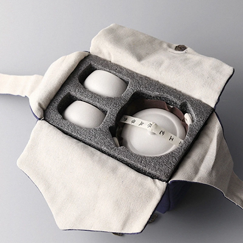 

PINNY Travel Portable Tea Set Include 1 Pot 2 Cup Ceramic 200ml Teapots 80ml Kung Fu Teacups Pottery Wiith Cotton Cloth Bag